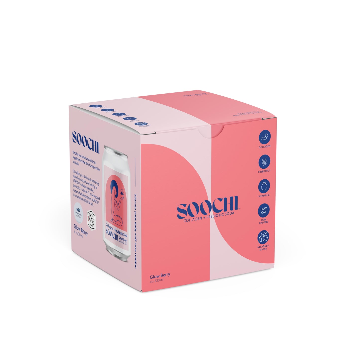 Soochi Drinks - Collagen + Prebiotic Soda - Glow Berry